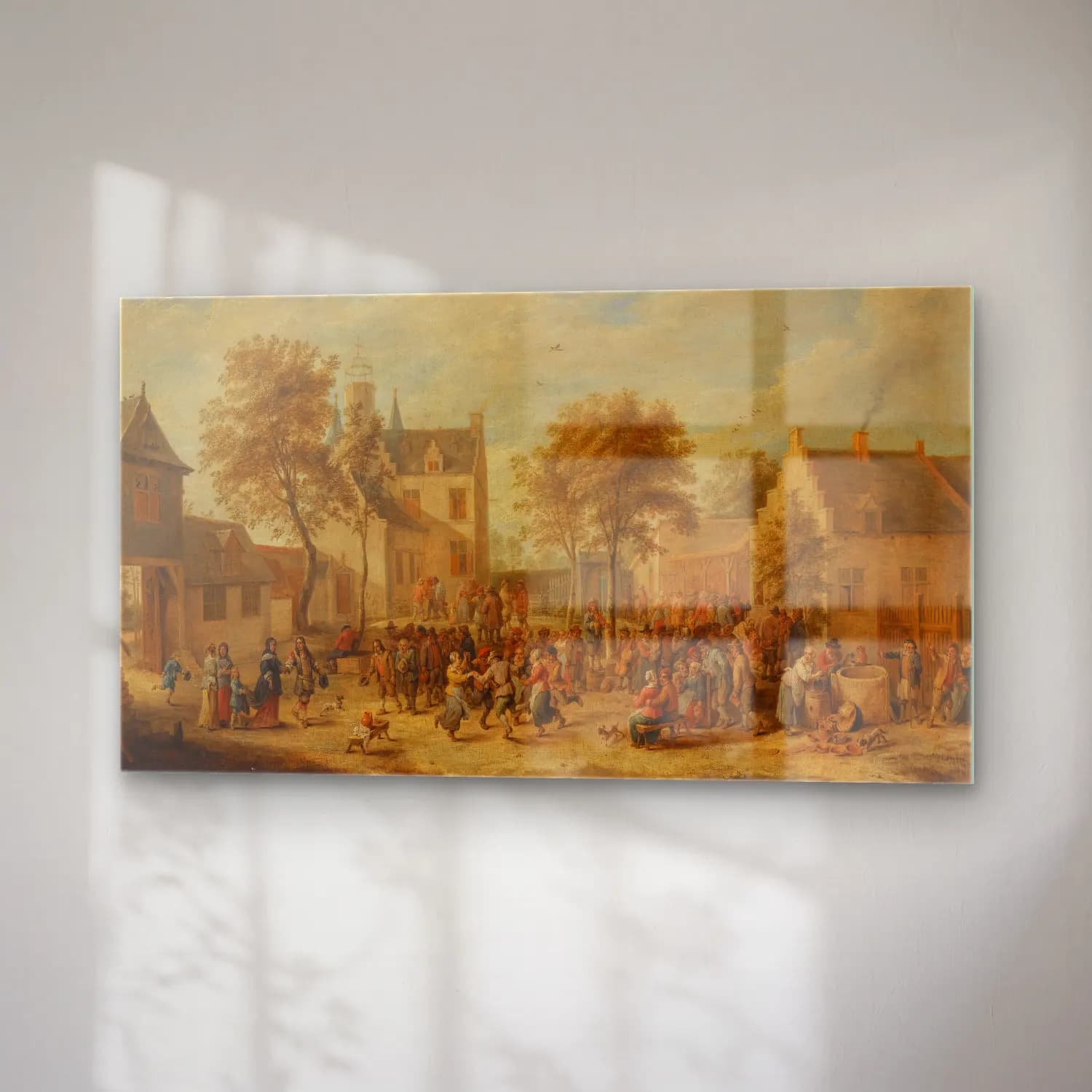 David Teniers The Younger – A Kermesse With Villagers Making Merry In A Town Square cam tablo — sağ açıdan görünüm