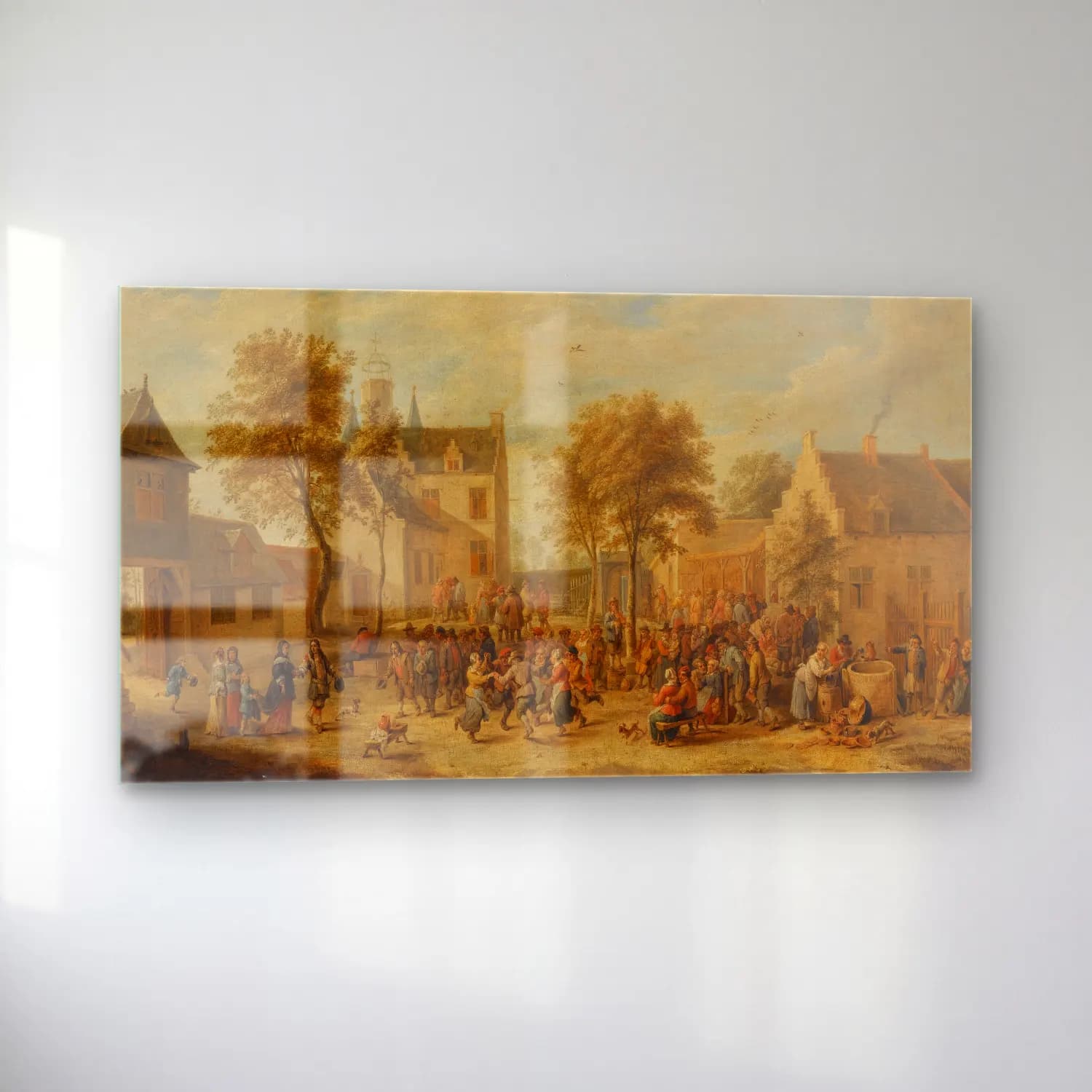 David Teniers The Younger – A Kermesse With Villagers Making Merry In A Town Square cam tablo — sol açıdan görünüm