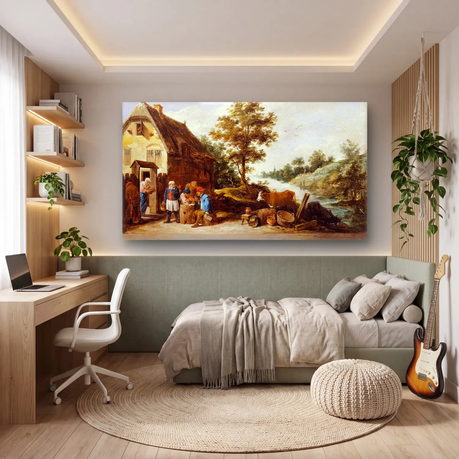 David Teniers The Younger – A Riverside Inn cam tablo — genç odasında