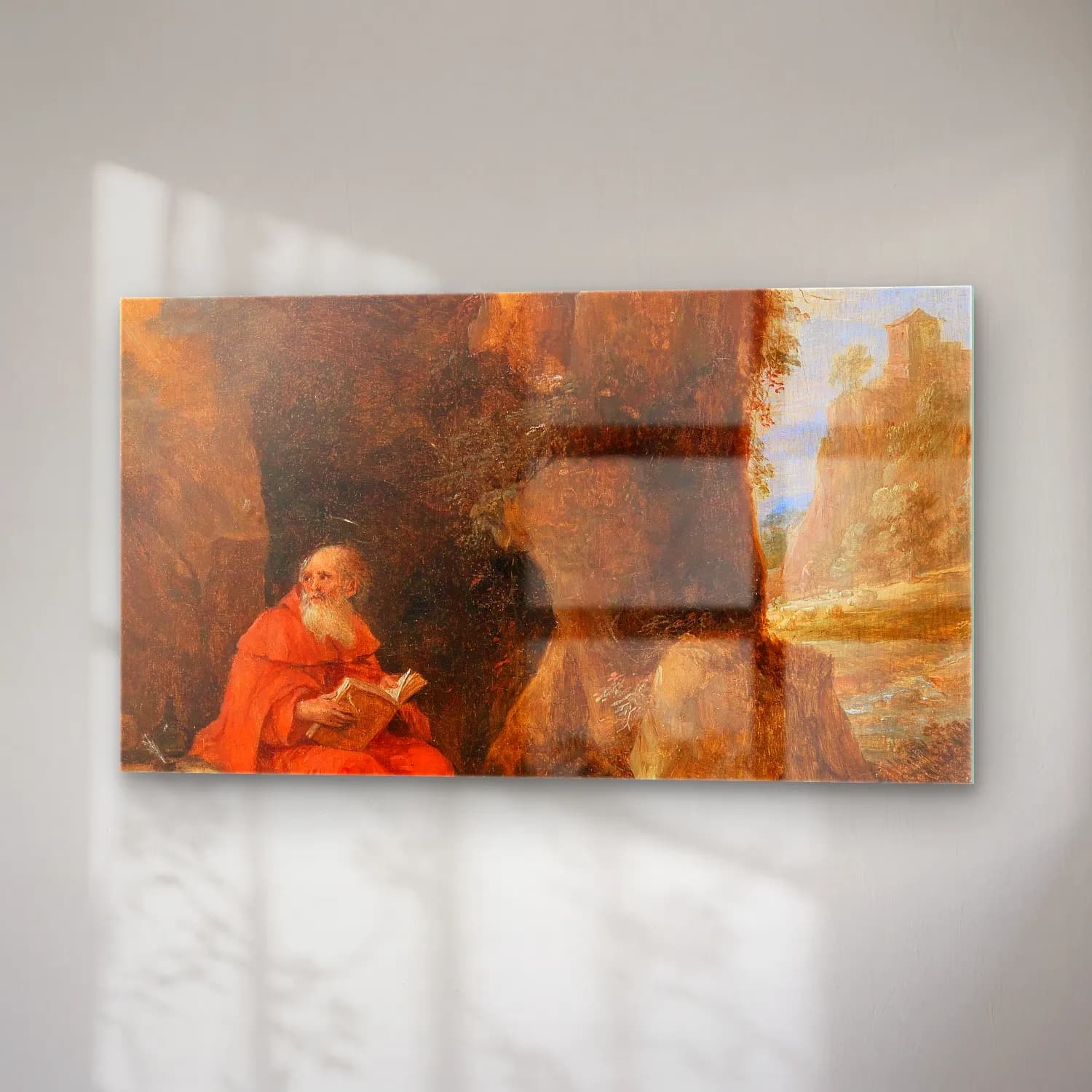 David Teniers The Younger – A landscape with Saint Jerome outside a grotto cam tablo — sağ açıdan görünüm