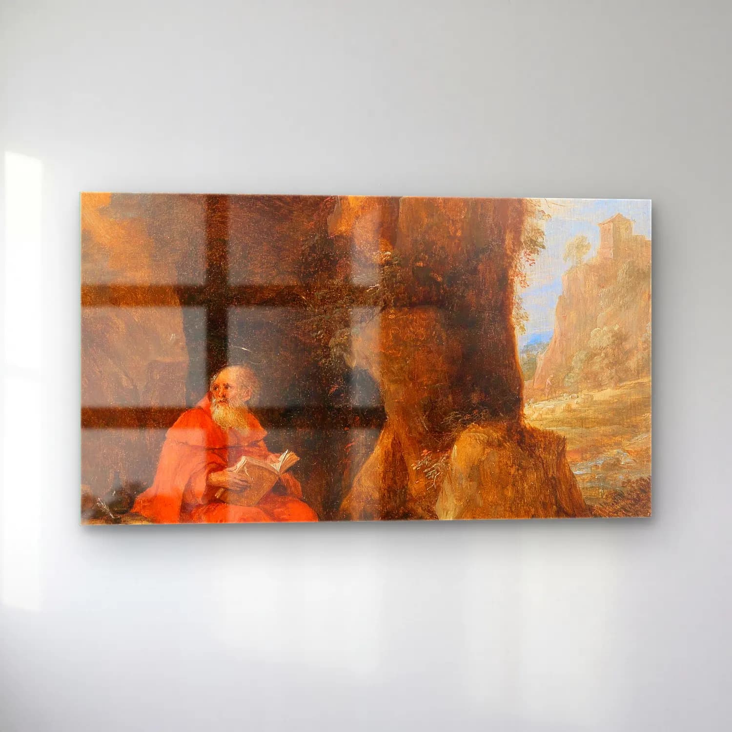 David Teniers The Younger – A landscape with Saint Jerome outside a grotto cam tablo — sol açıdan görünüm