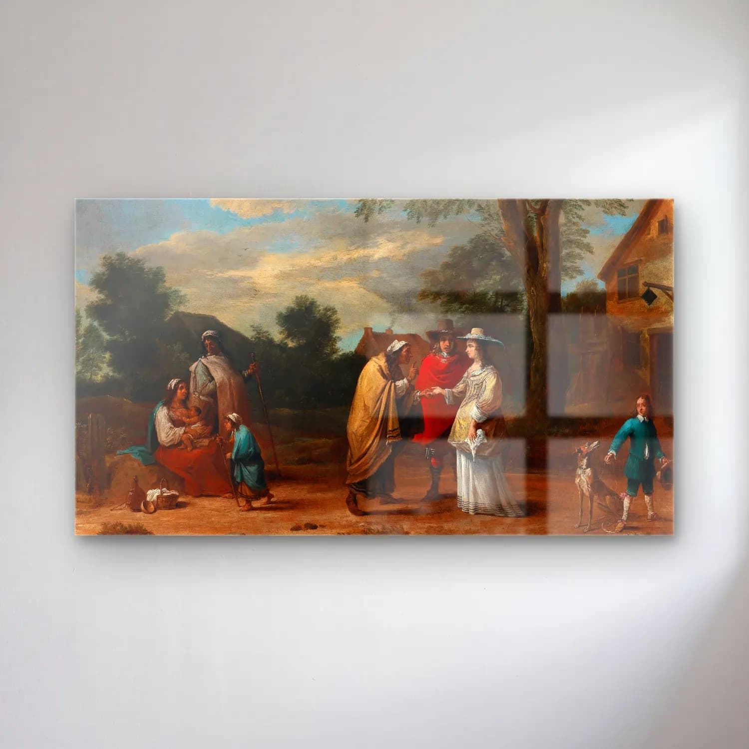David Teniers The Younger – An Elegant Couple Meeting A Fortune Teller cam tablo — David Teniers The Younger – An Elegant Couple Meeting A Fortune Teller — yağlı boya dini sahne