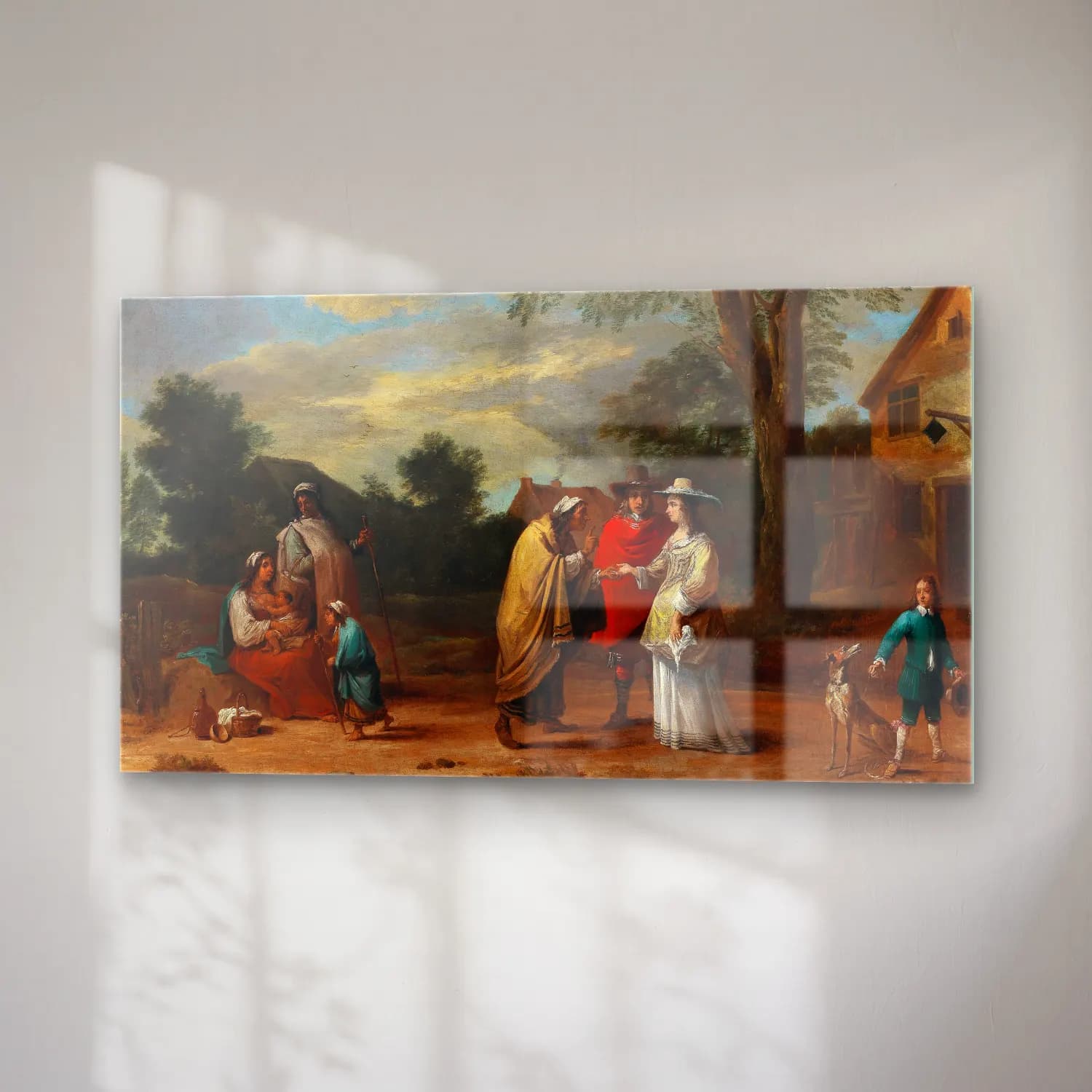 David Teniers The Younger – An Elegant Couple Meeting A Fortune Teller cam tablo — sağ açıdan görünüm