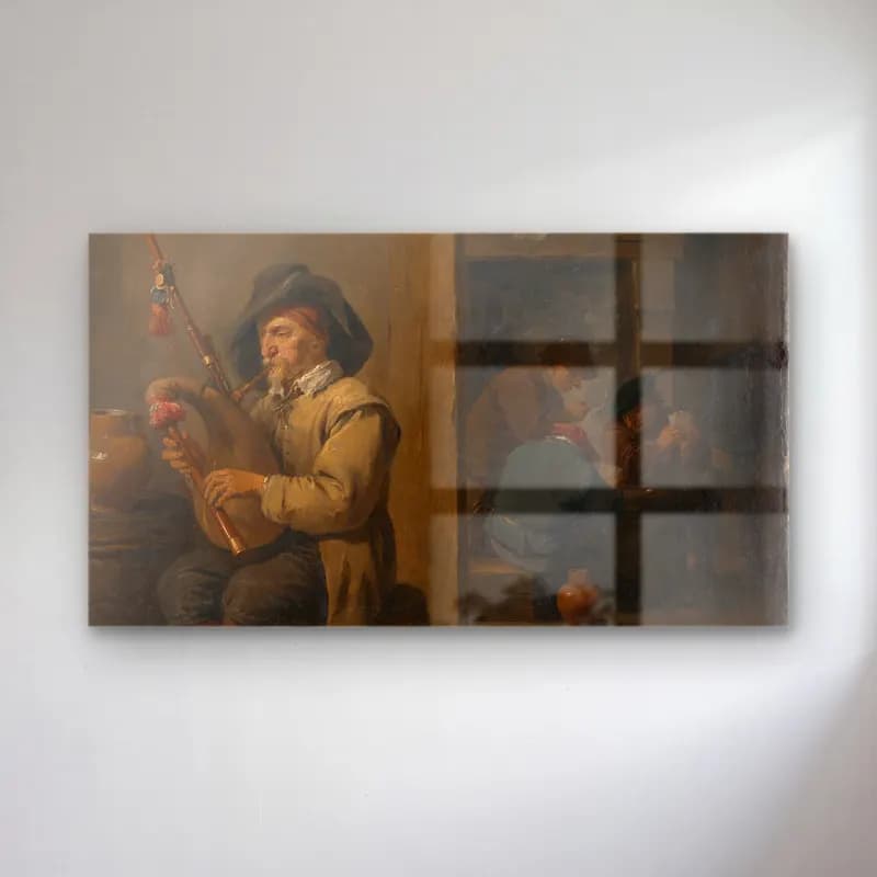 David Teniers The Younger – Bagpiper in an Inn (ca. 1635–45) cam tablo — David Teniers The Younger – Bagpiper in an Inn (ca. 1635–45) — yağlı boya erkek portresi