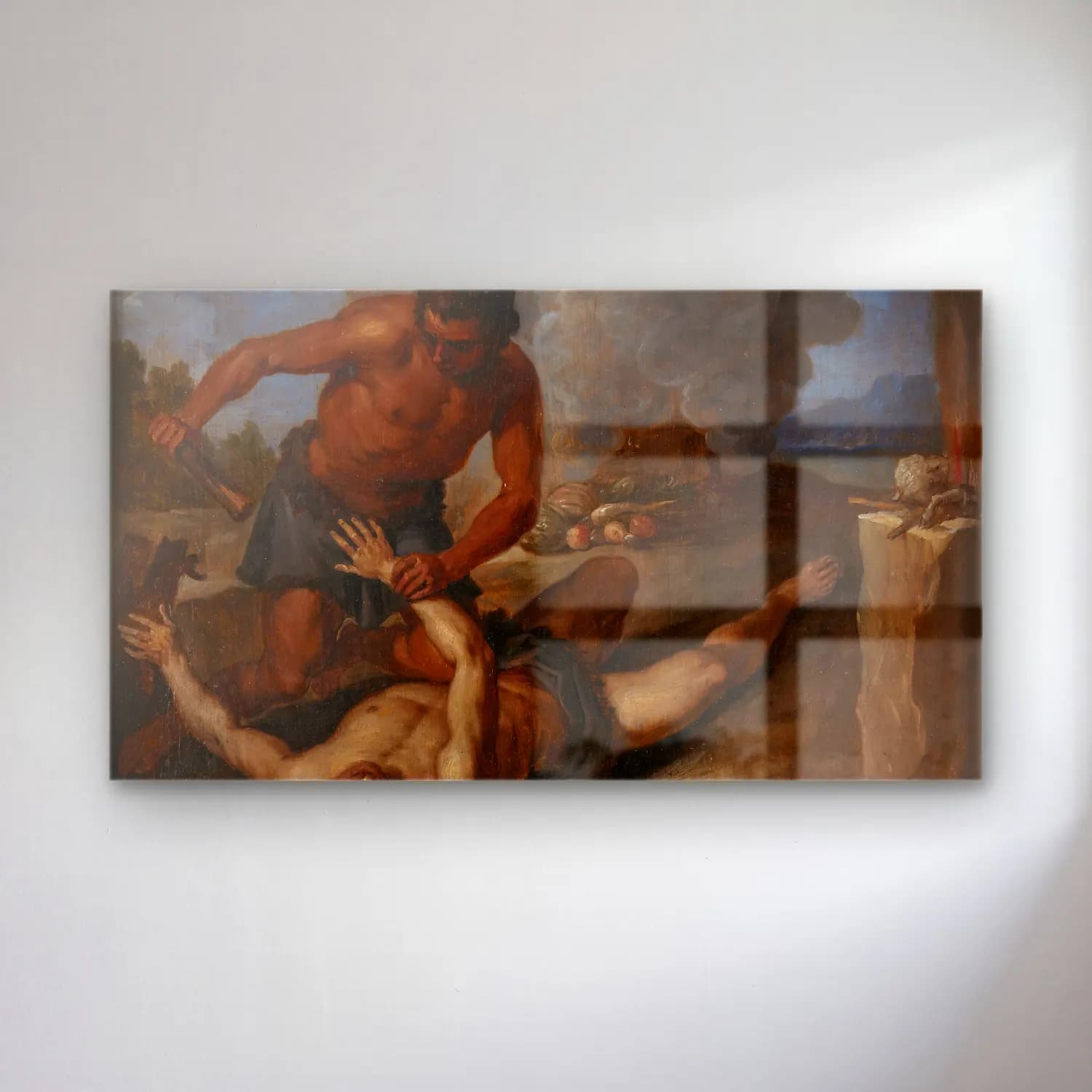 David Teniers The Younger – Cain Killing Abel cam tablo — David Teniers The Younger – Cain Killing Abel — yağlı boya mitolojik sahne
