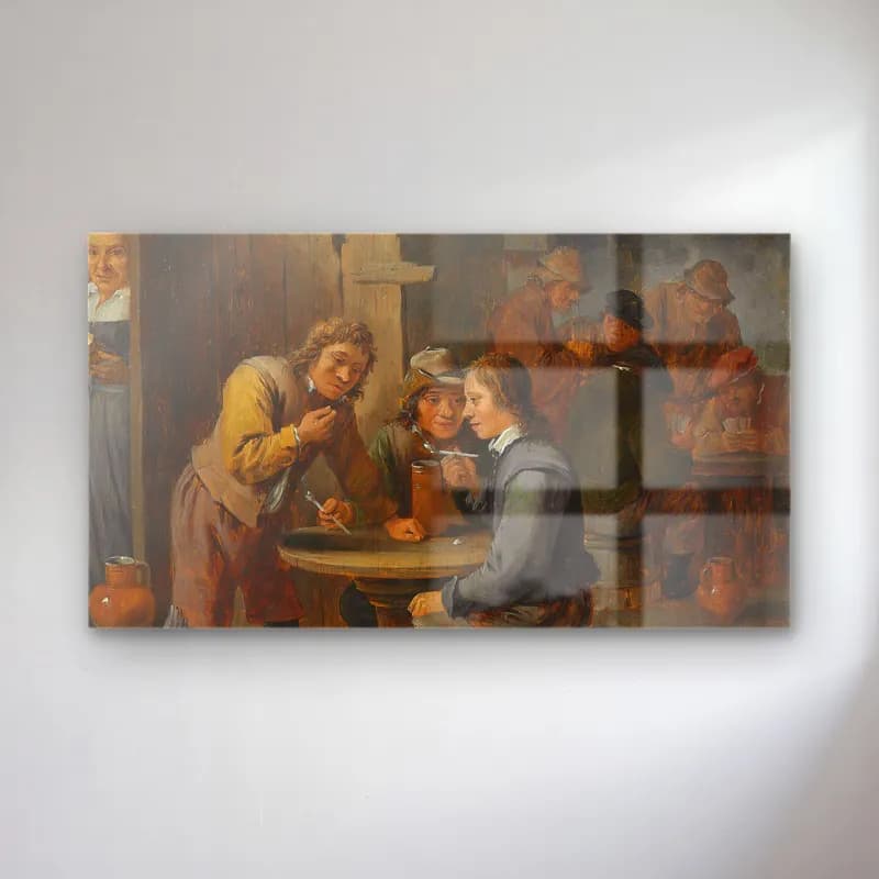 David Teniers The Younger – Figures in a tavern interior cam tablo — David Teniers The Younger – Figures in a tavern interior — yağlı boya erkek portresi