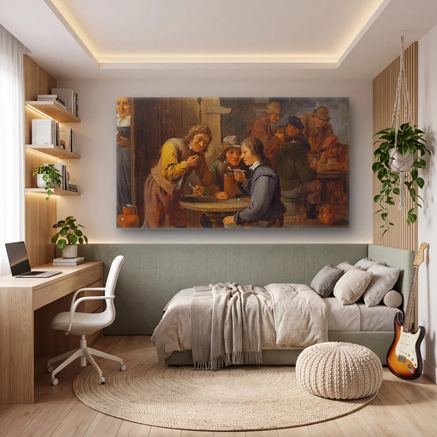 David Teniers The Younger – Figures in a tavern interior cam tablo — genç odasında