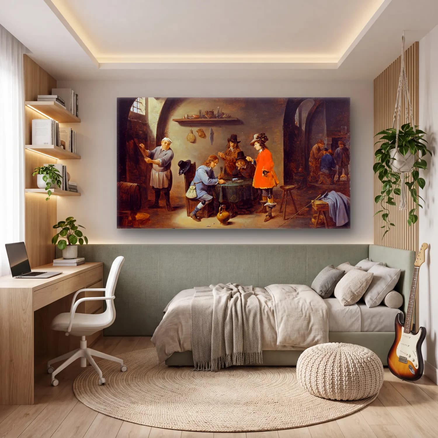 David Teniers The Younger – Gambling Scene at an Inn (Late 1640s) cam tablo — genç odasında