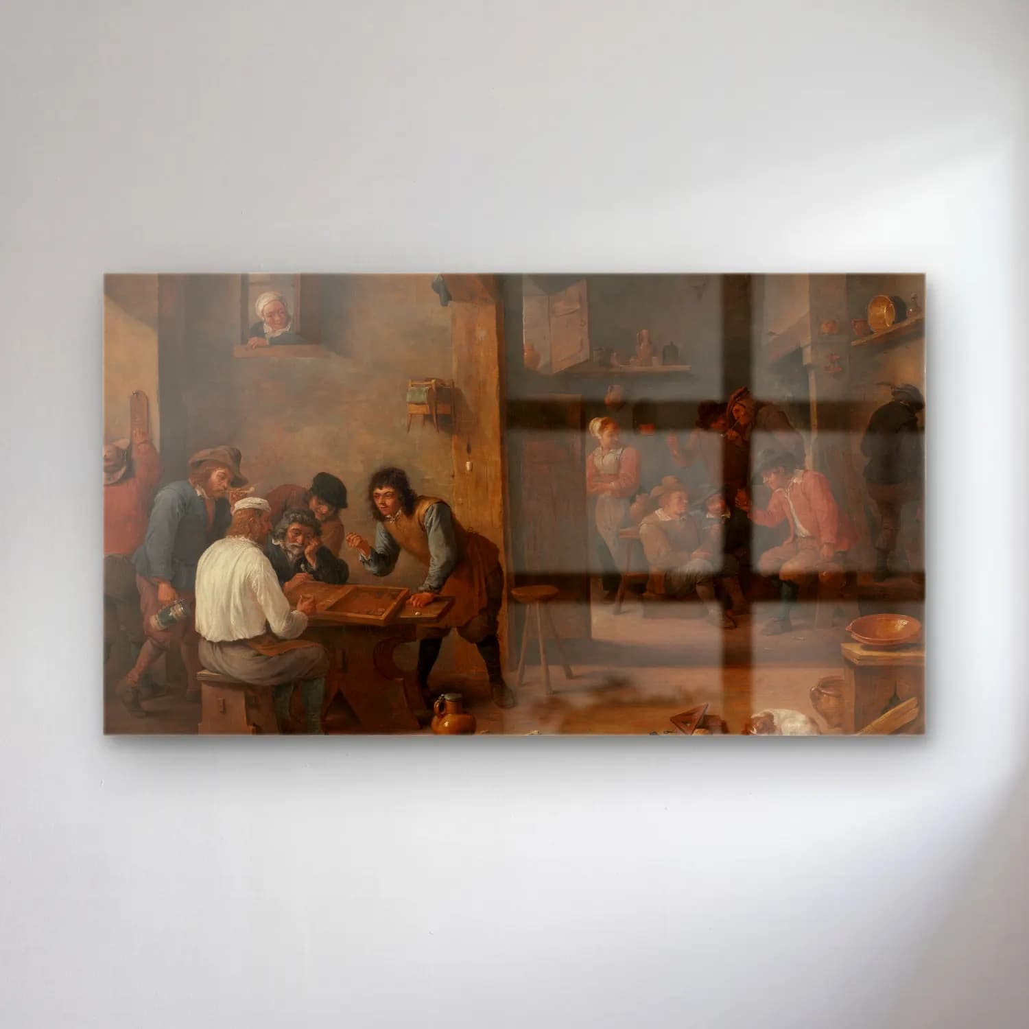 David Teniers The Younger – Game of Backgammon cam tablo — David Teniers The Younger – Game of Backgammon — yağlı boya vintage i̇ç mekân