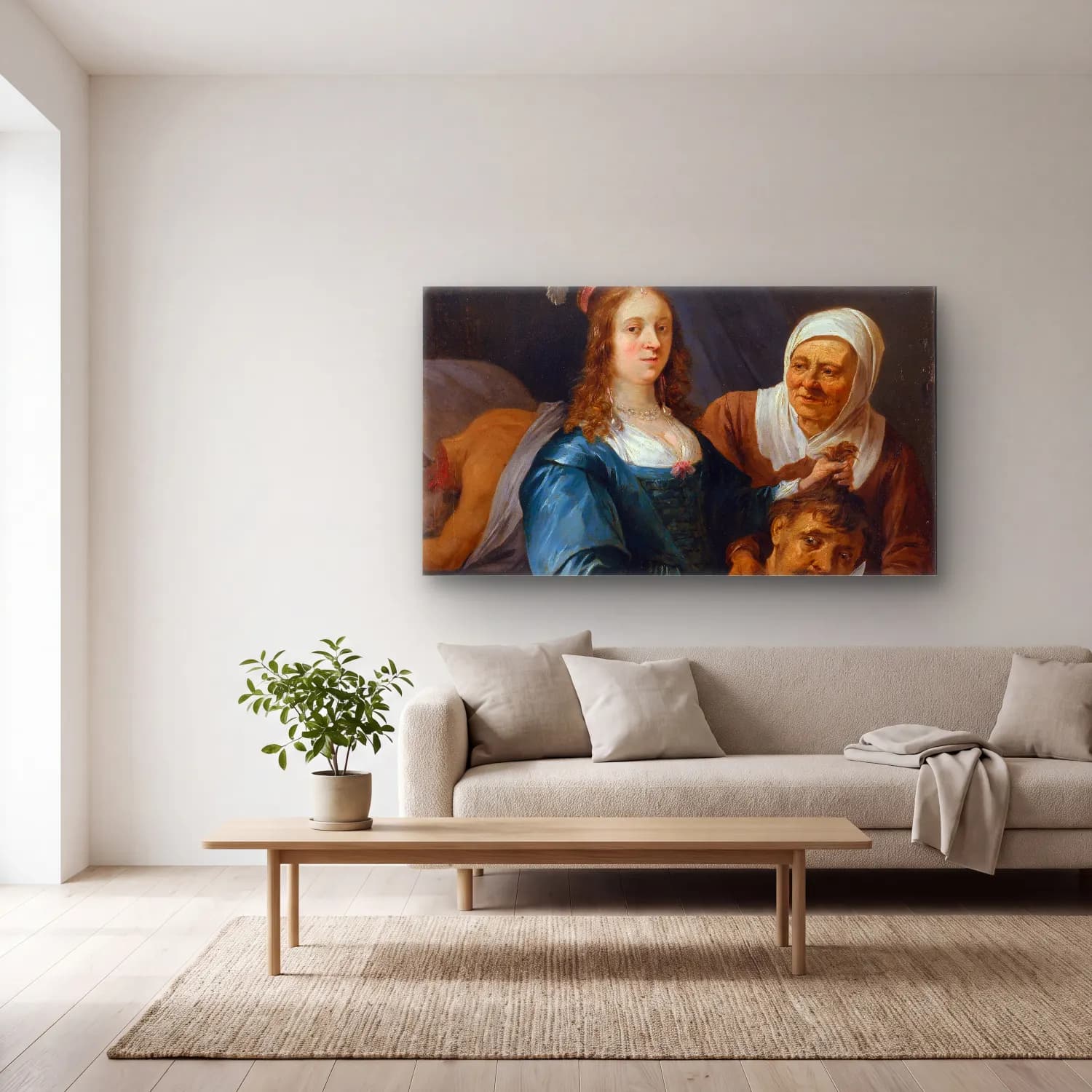 David Teniers The Younger – Judith with the Head of Holofernes cam tablo — açık renk salonda