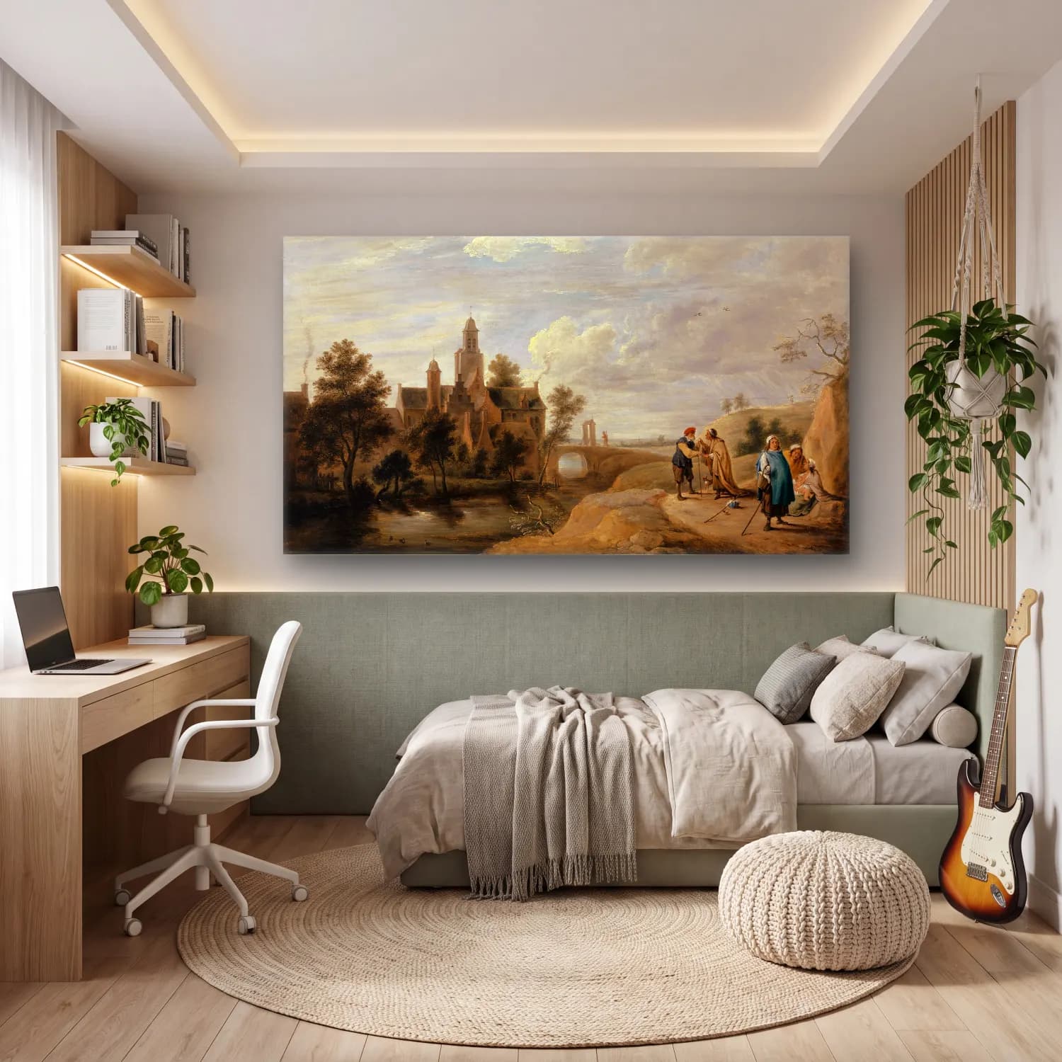David Teniers The Younger – Landscape with Staffage Figures cam tablo — genç odasında