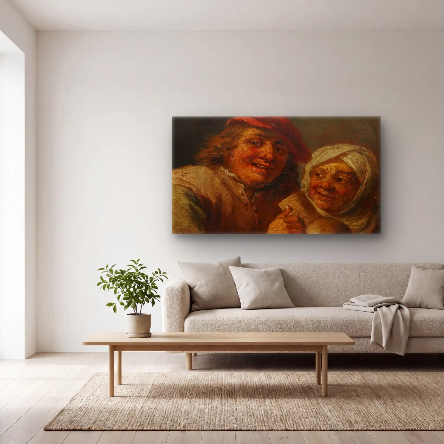 David Teniers The Younger – Old Man and Woman cam tablo — açık renk salonda