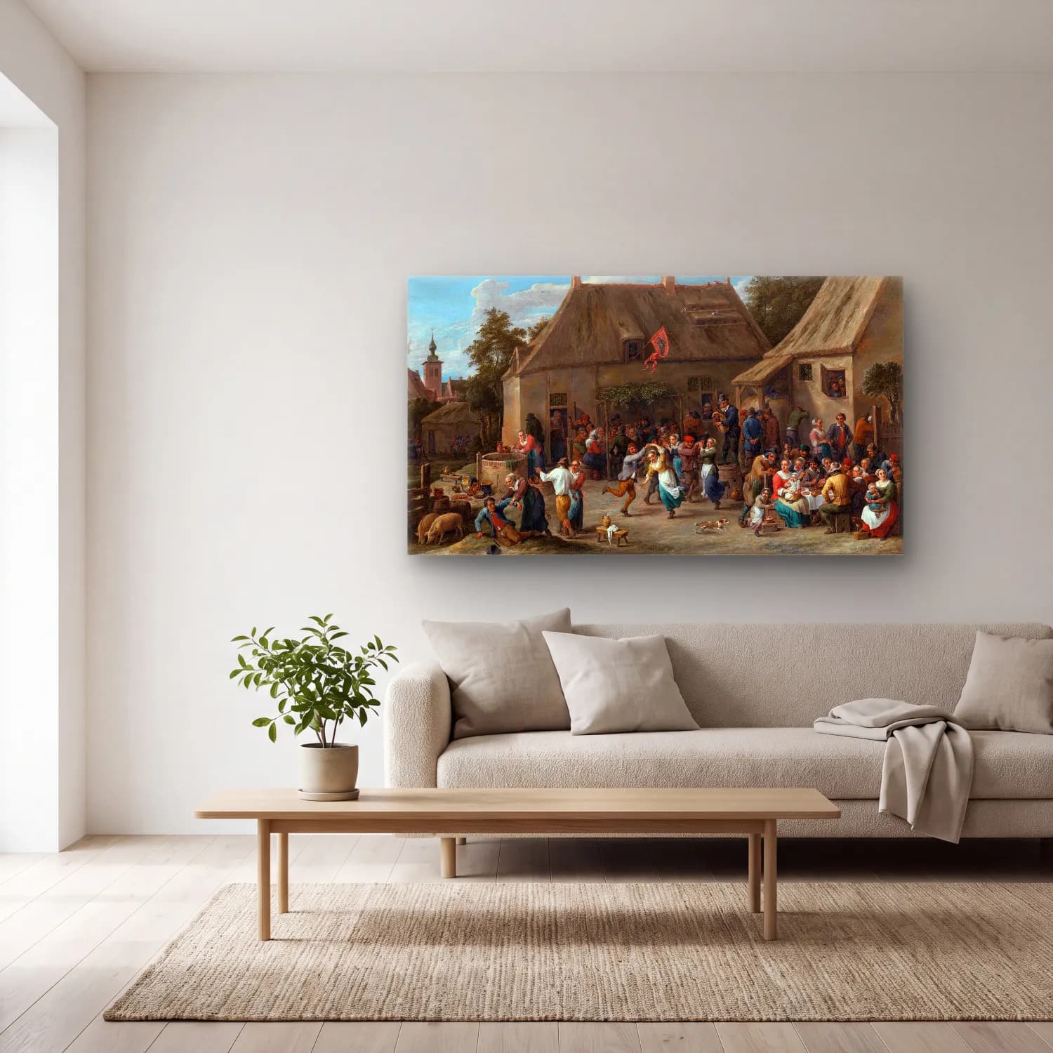 David Teniers The Younger – Peasant Kermis cam tablo — açık renk salonda