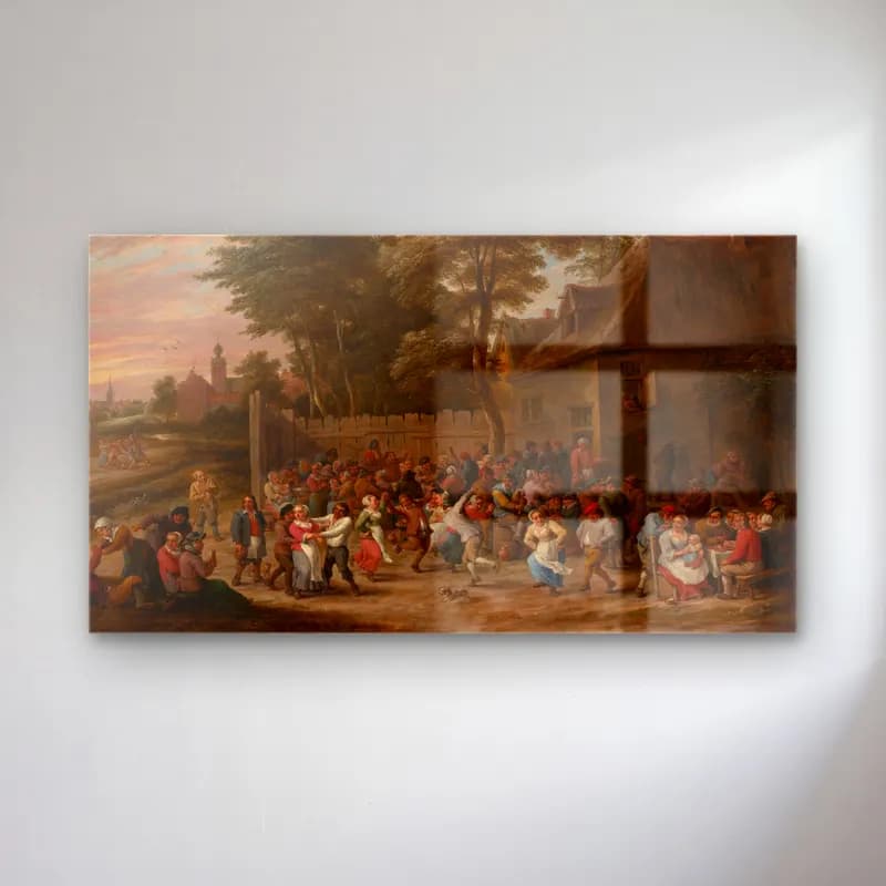 David Teniers The Younger – Peasants Dancing and Feasting (ca. 1660) cam tablo — David Teniers The Younger – Peasants Dancing and Feasting (ca. 1660) — yağlı boya dansçılar