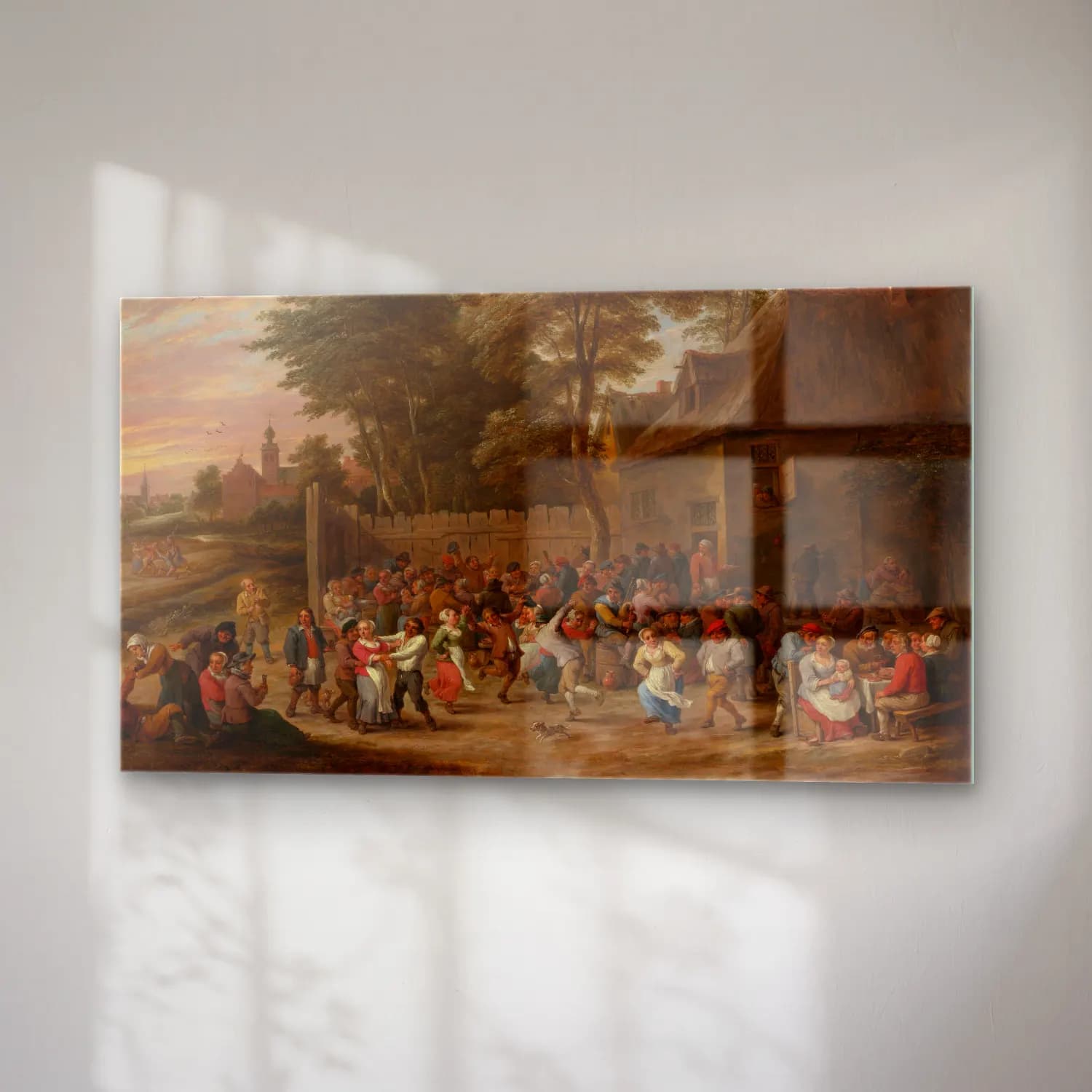 David Teniers The Younger – Peasants Dancing and Feasting (ca. 1660) cam tablo — sağ açıdan görünüm