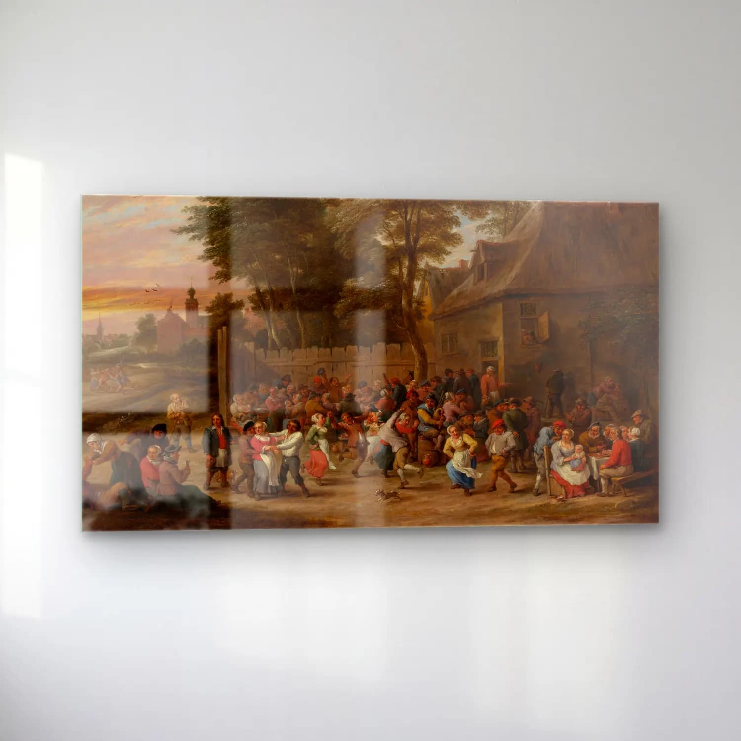 David Teniers The Younger – Peasants Dancing and Feasting (ca. 1660) cam tablo — sol açıdan görünüm