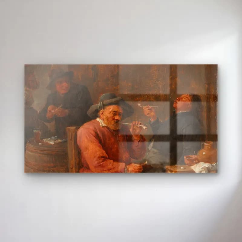David Teniers The Younger – Peasants Smoking in an Inn cam tablo — David Teniers The Younger – Peasants Smoking in an Inn — yağlı boya erkek portresi