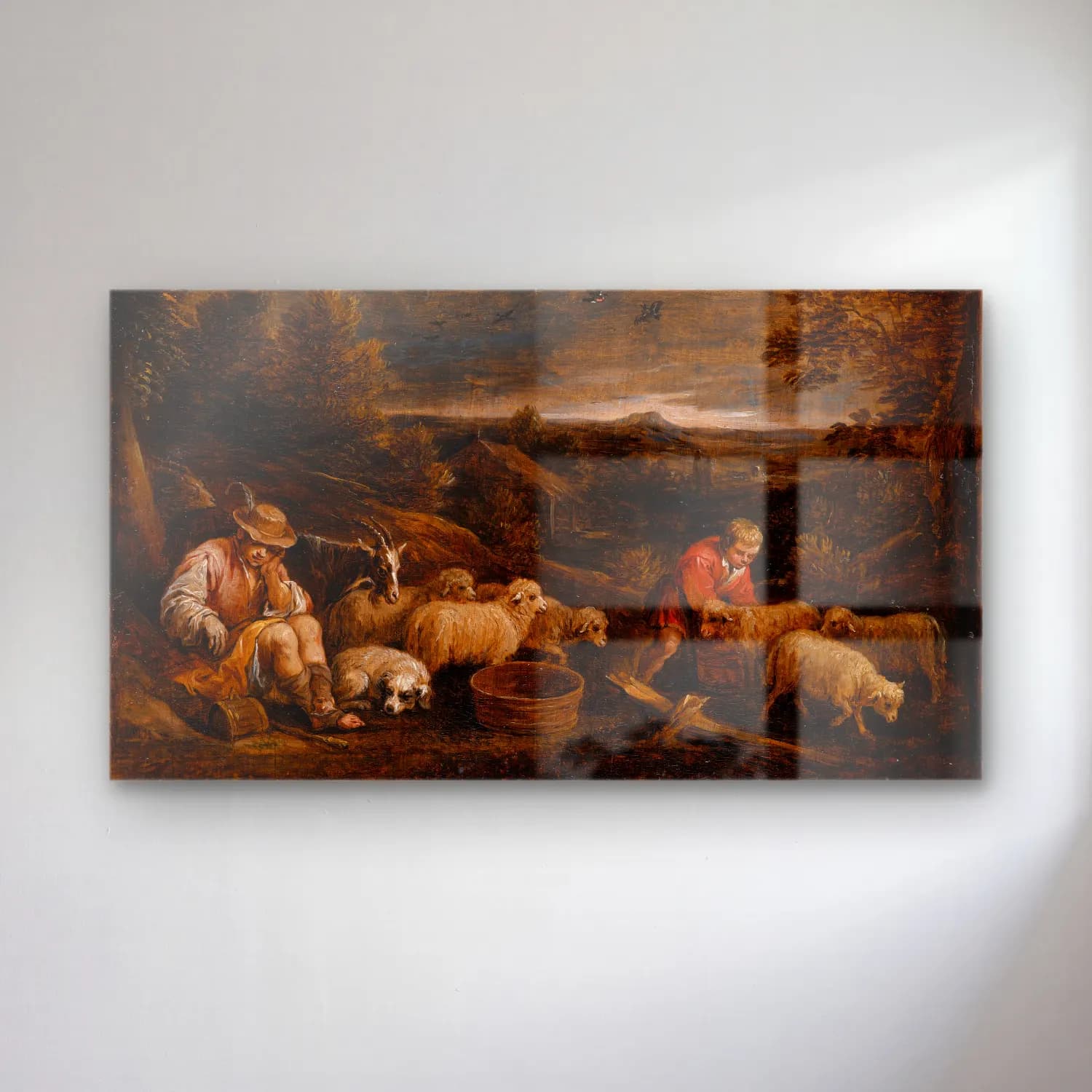 David Teniers The Younger – Shepherds and Sheep cam tablo — David Teniers The Younger – Shepherds and Sheep — yağlı boya koyun