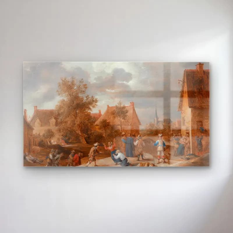 David Teniers The Younger – Soldiers Sacking A Village cam tablo — David Teniers The Younger – Soldiers Sacking A Village — yağlı boya dini sahne
