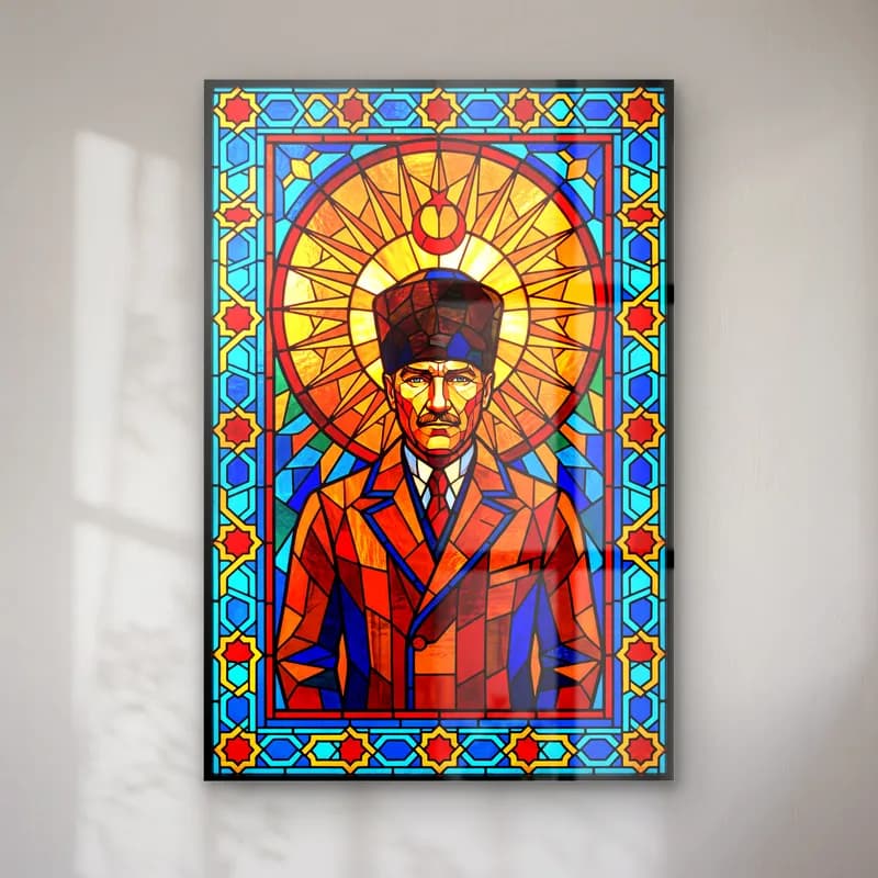 Atatürk Vitray Mozaik Portre cam tablo — ürün görünümü