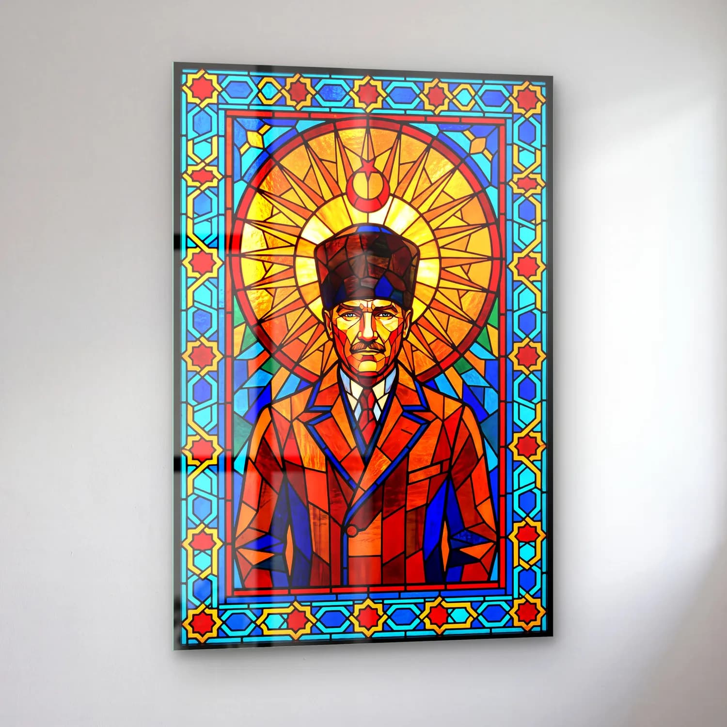 Atatürk Vitray Mozaik Portre cam tablo — sol açıdan görünüm