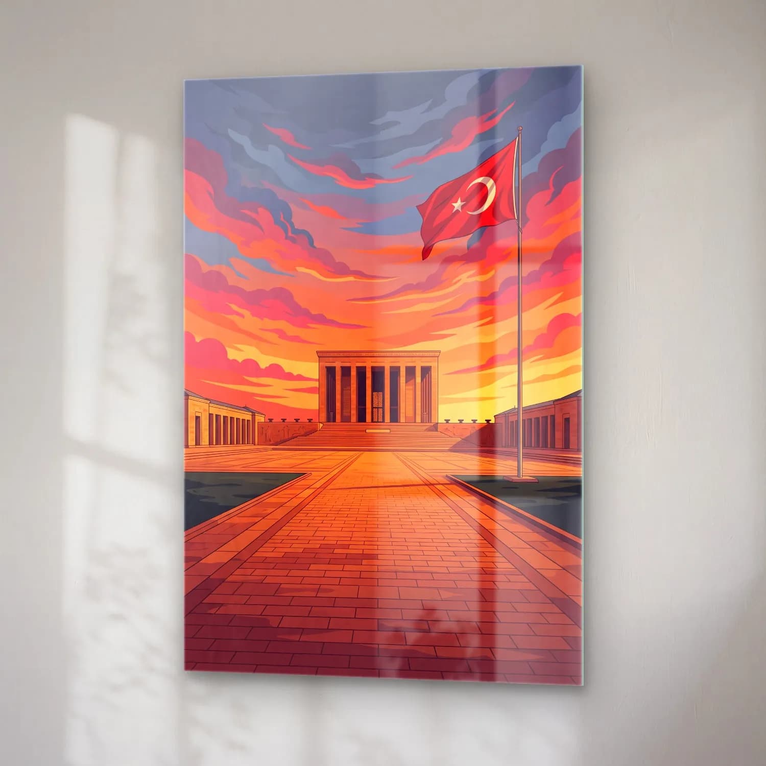 Anıtkabir Gün Batımı cam tablo — sağ açıdan görünüm