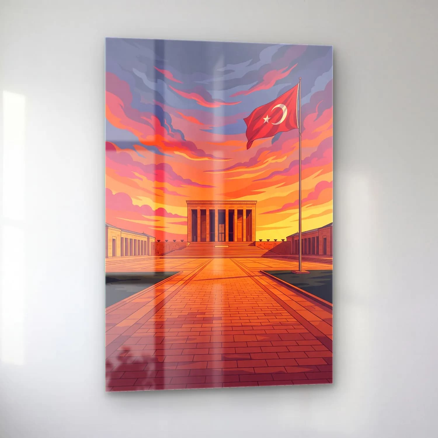 Anıtkabir Gün Batımı cam tablo — sol açıdan görünüm