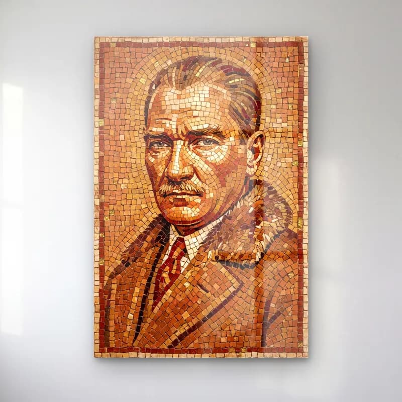 Atatürk Mozaik Taş Portre cam tablo — ürün görünümü
