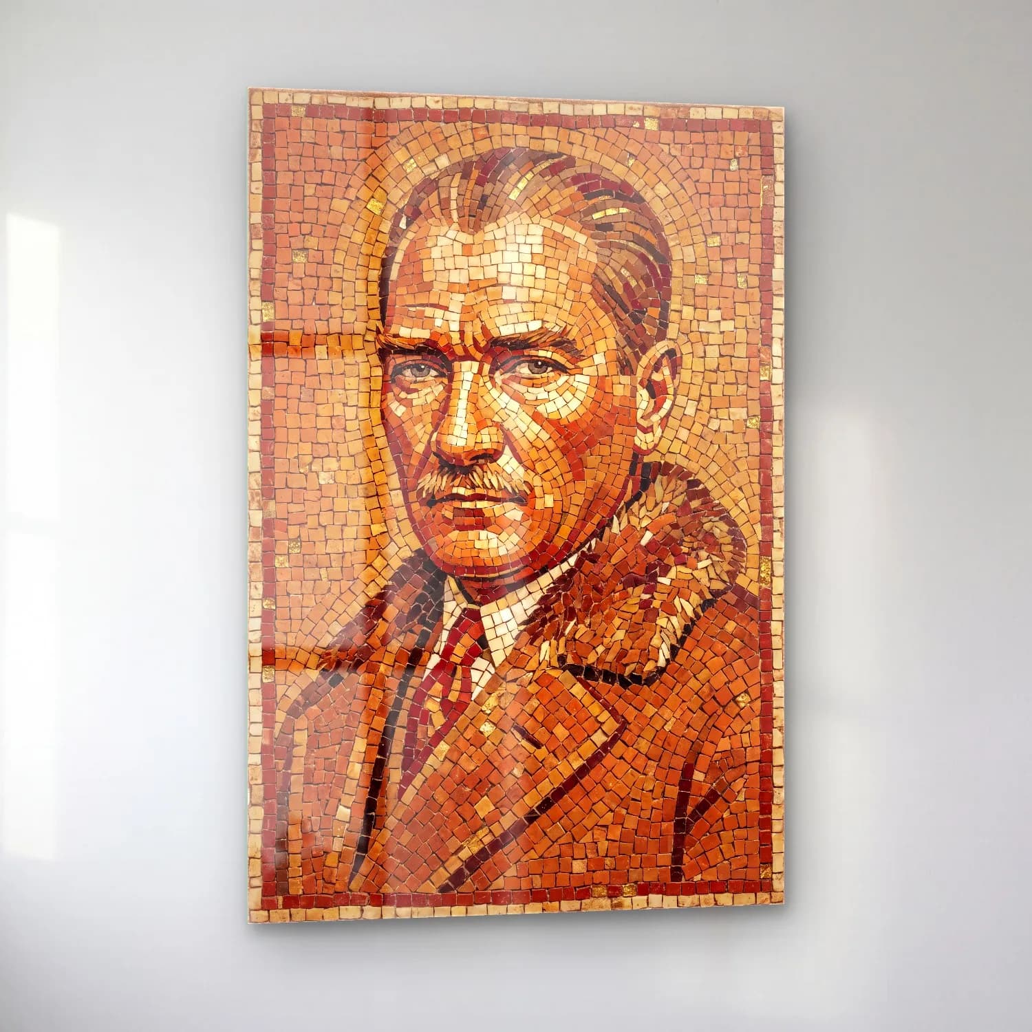Atatürk Mozaik Taş Portre cam tablo — sol açıdan görünüm