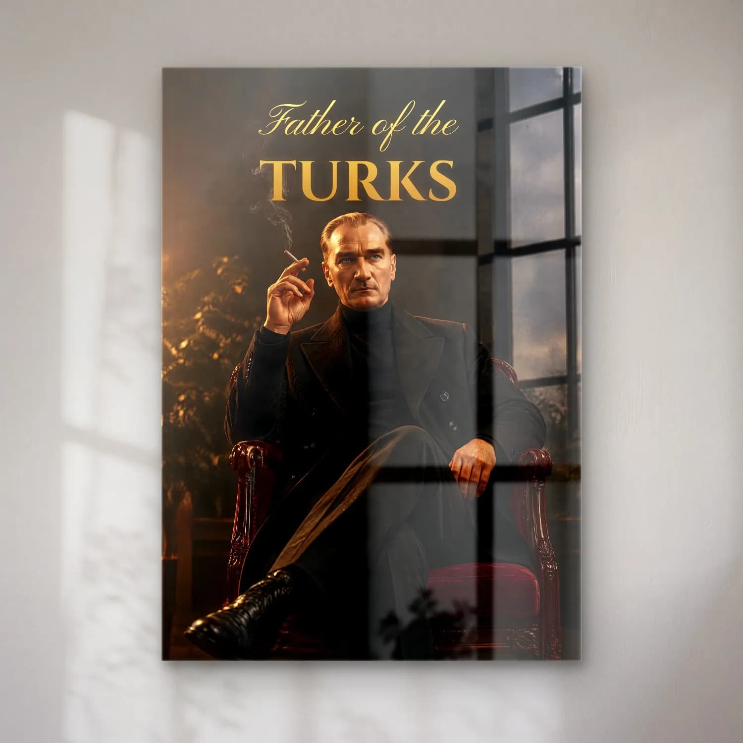 Atatürk Father of the Turks Portre cam tablo — ürün görünümü