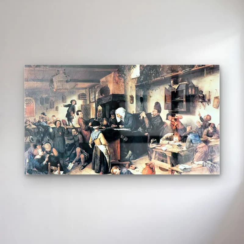 Jan Steen – The Village School cam tablo — Jan Steen – The Village School — vintage dini sahne