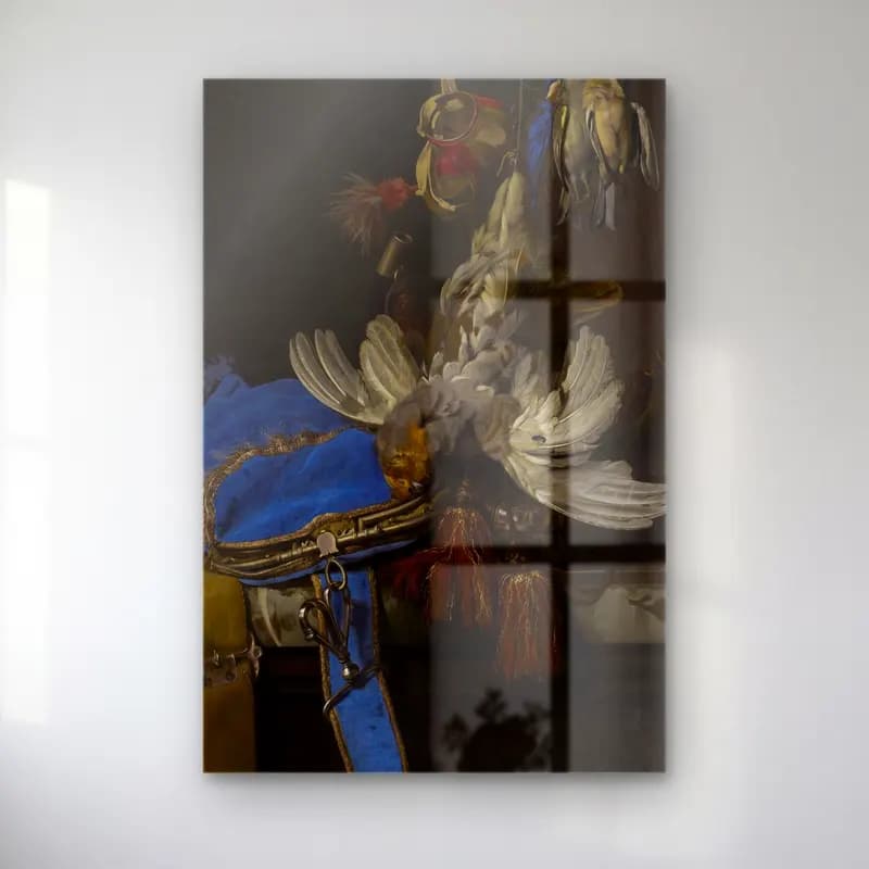 Willem van Aelst – Hunt Still Life with a Velvet Bag on a Marble Ledge (circa… – Mavi Tonlar cam tablo — Willem van Aelst – Hunt Still Life with a Velvet Bag on a Marble Ledge (circa… – Mavi Tonlar — yağlı boya horoz