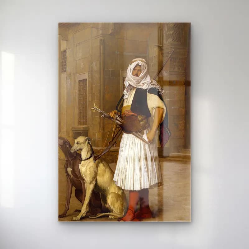 Jean-Léon Gérôme – Arnaut and two Whippets cam tablo — Jean-Léon Gérôme – Arnaut and two Whippets — yağlı boya şövalye