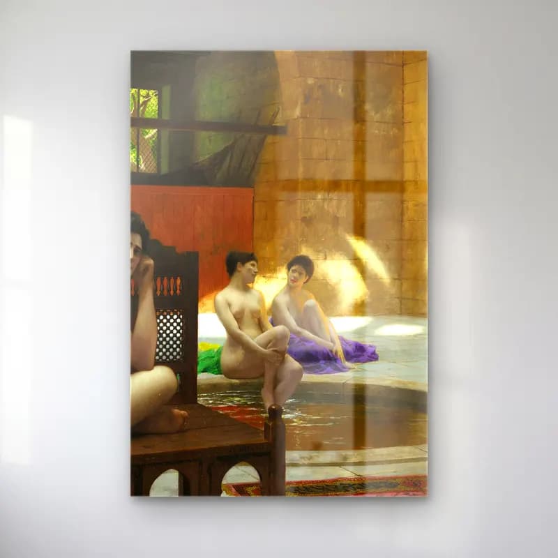 Jean-Léon Gérôme – Femmes Au Bain cam tablo — Jean-Léon Gérôme – Femmes Au Bain — yağlı boya figür çalışması
