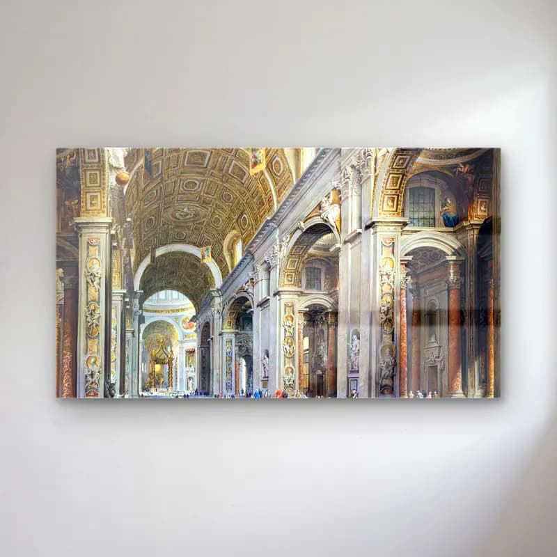 Giovanni Paolo Pannini – Interior of St Peter s in Rome cam tablo — Giovanni Paolo Pannini – Interior of St Peter s in Rome — suluboya katedral