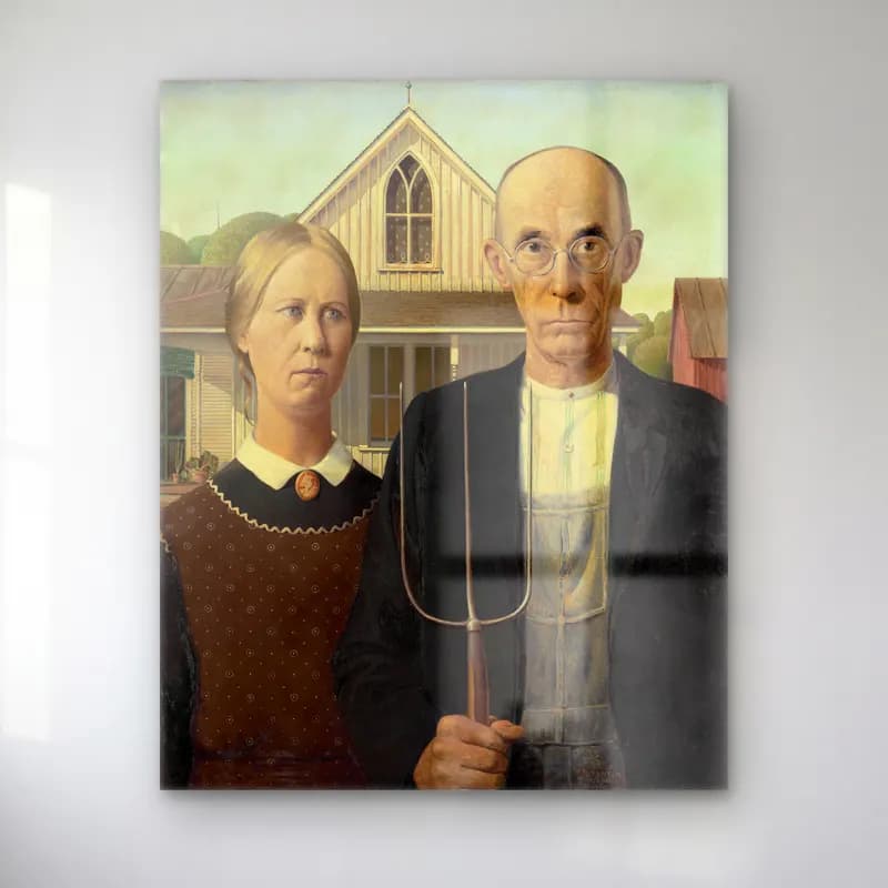 Grant Wood – Erkek Portresi cam tablo — Grant Wood – Erkek Portresi — yağlı boya erkek portresi