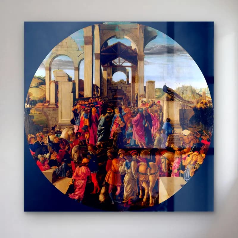 Sandro Botticelli – Dini Sahne – Mavi Tonlar cam tablo — Sandro Botticelli – Dini Sahne – Mavi Tonlar — yağlı boya dini sahne