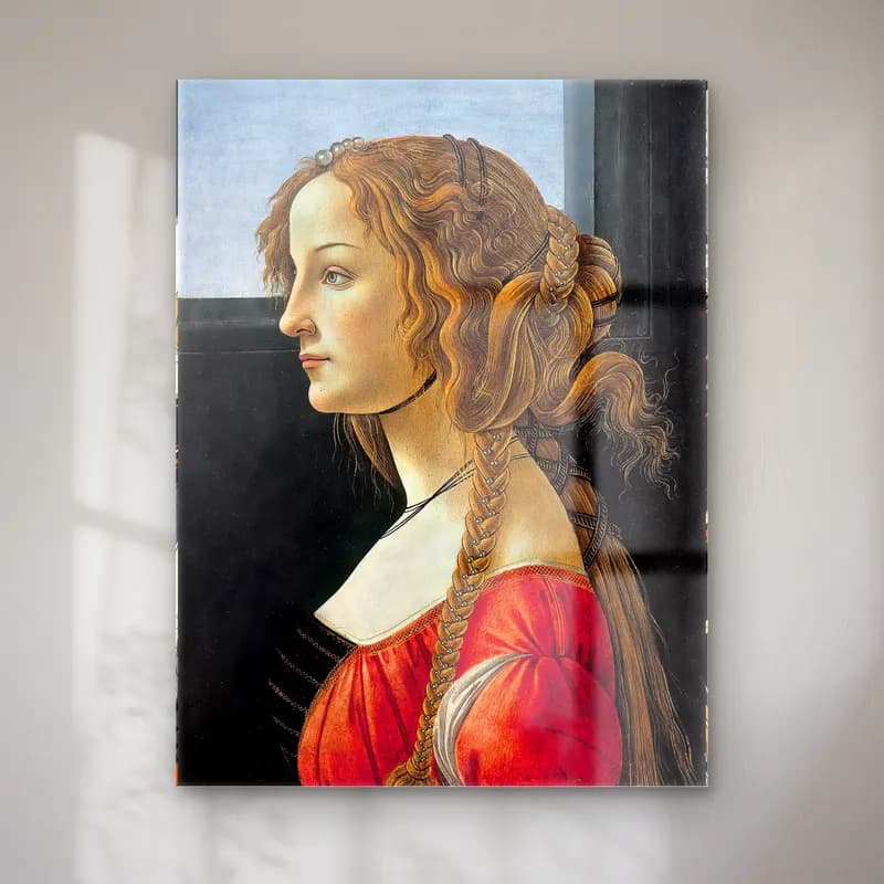 Sandro Botticelli – Kadın Portresi No. 5 cam tablo — Sandro Botticelli – Kadın Portresi No. 5 — yağlı boya kadın portresi