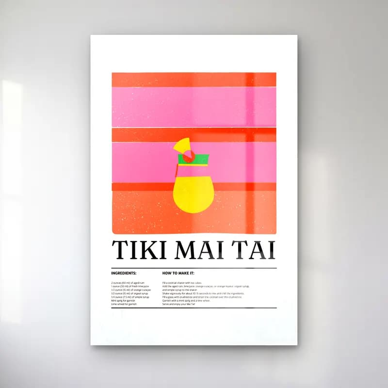 Vintage Poster Kokteyl – Pembe Tonlar cam tablo — Vintage Poster Kokteyl – Pembe Tonlar — vintage poster kokteyl
