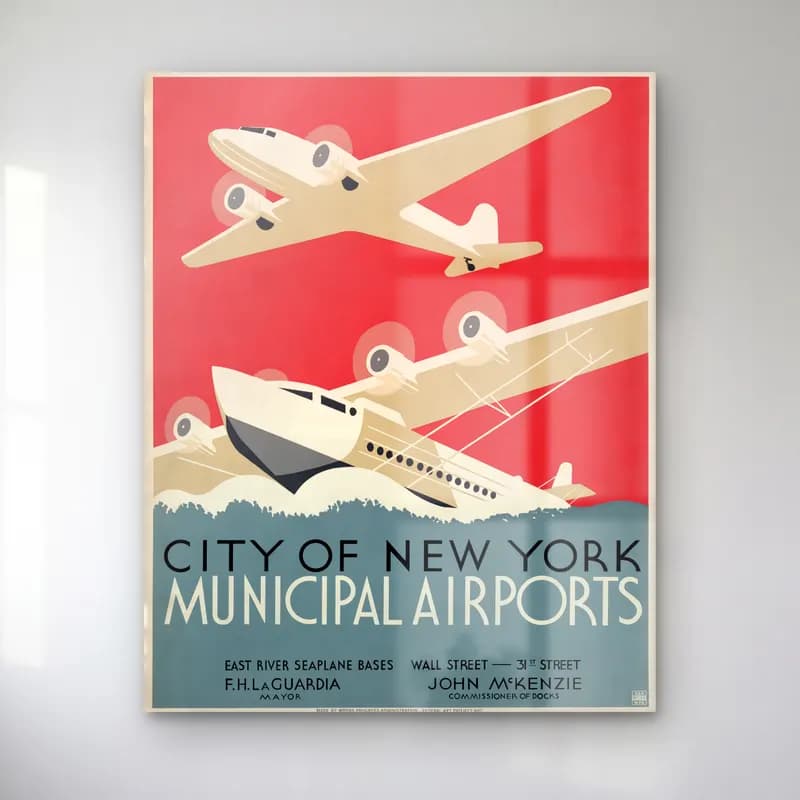 Vintage Poster Uçak – Kırmızı Tonlar cam tablo — Vintage Poster Uçak – Kırmızı Tonlar — vintage poster uçak