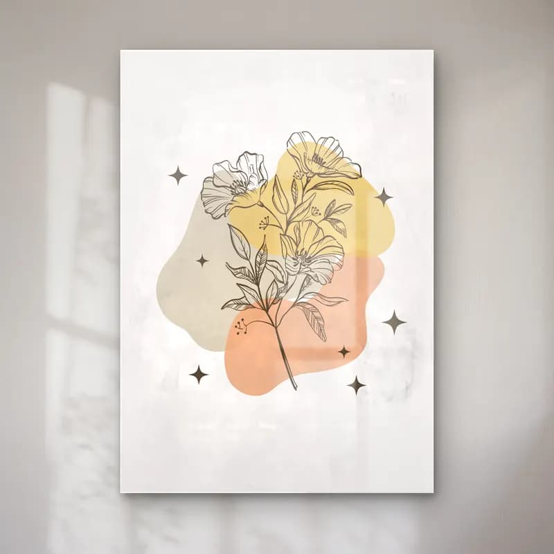 Botanik İllüstrasyon Çiçek Deseni cam tablo — Botanik İllüstrasyon Çiçek Deseni — botanik i̇llüstrasyon çiçek deseni