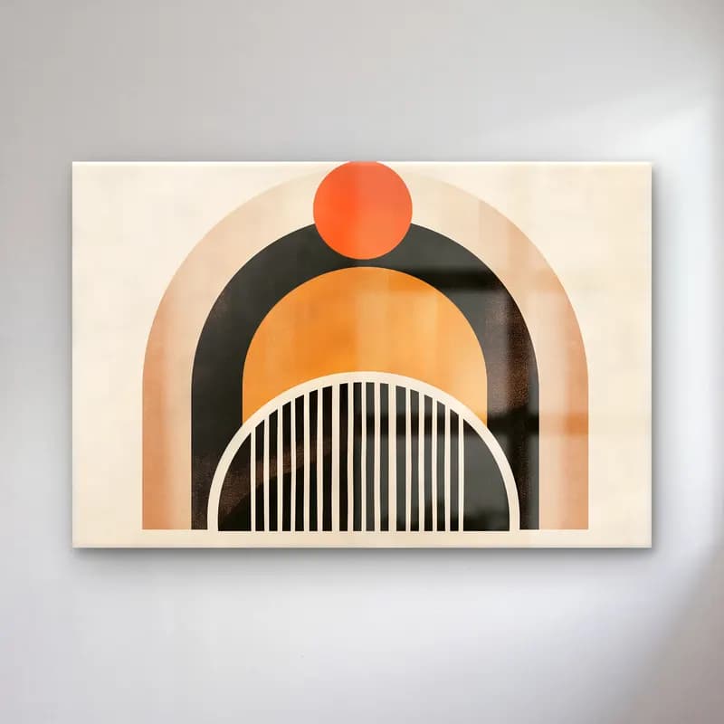 Bauhaus Soyut Kemer – Turuncu Tonlar cam tablo — Bauhaus Soyut Kemer – Turuncu Tonlar — bauhaus soyut kemer