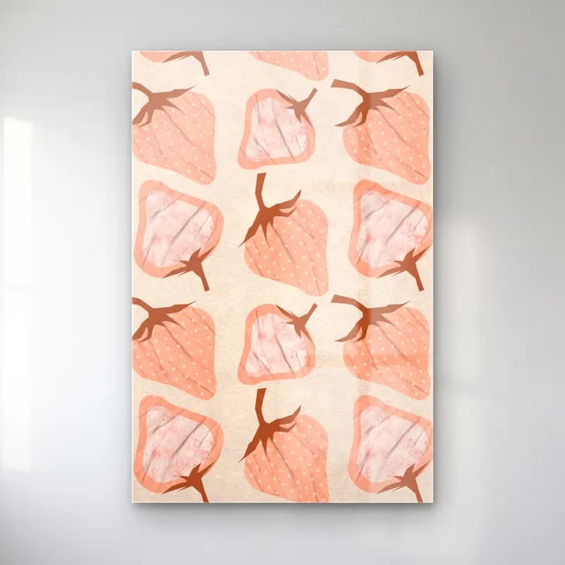 Pastel Çilekler No. 9 cam tablo — Pastel Çilekler No. 9 — pastel çilekler