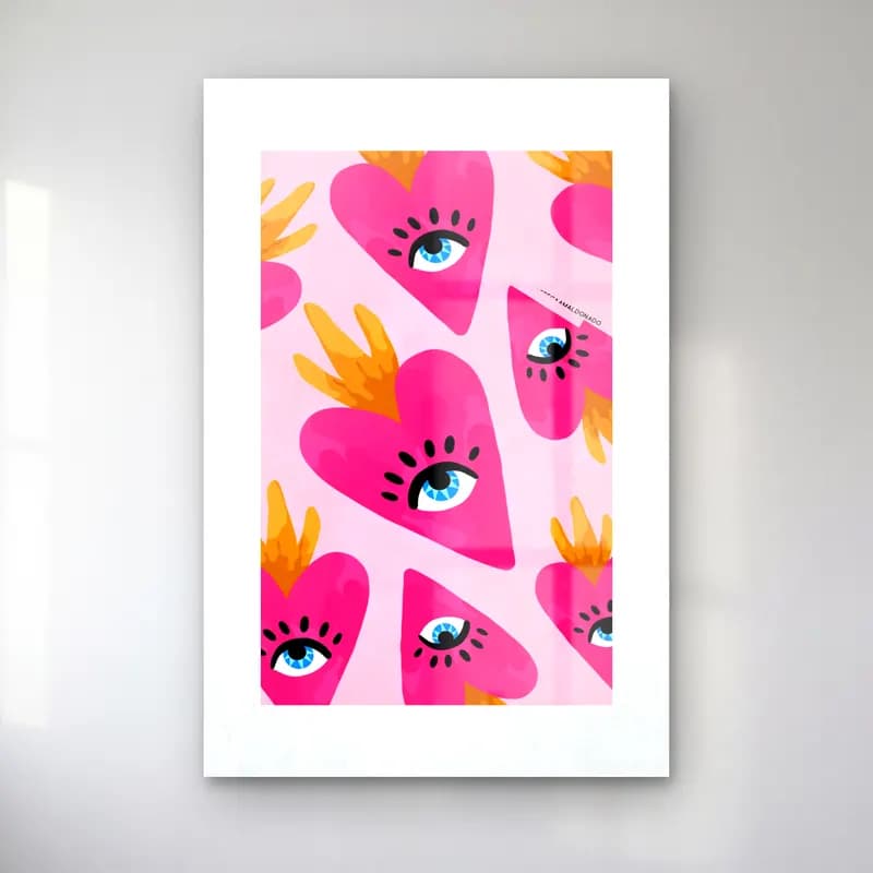 Maksimalist Soyut Yüz – Pembe Tonlar cam tablo — Maksimalist Soyut Yüz – Pembe Tonlar — maksimalist soyut yüz