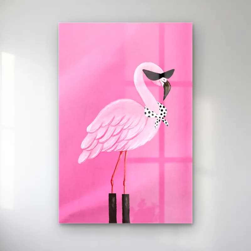 Sevimli İllüstrasyon Flamingo – Pembe Tonlar cam tablo — Sevimli İllüstrasyon Flamingo – Pembe Tonlar — sevimli i̇llüstrasyon flamingo