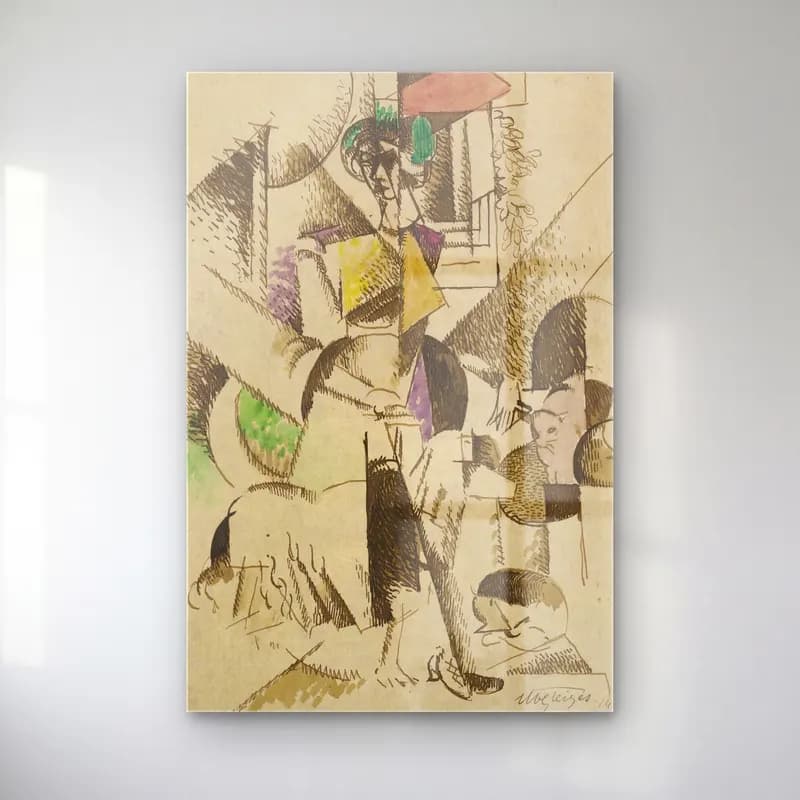 Albert Gleizes – Portrait cubiste cam tablo — Albert Gleizes – Portrait cubiste — modern soyut kitap okuyan kadın