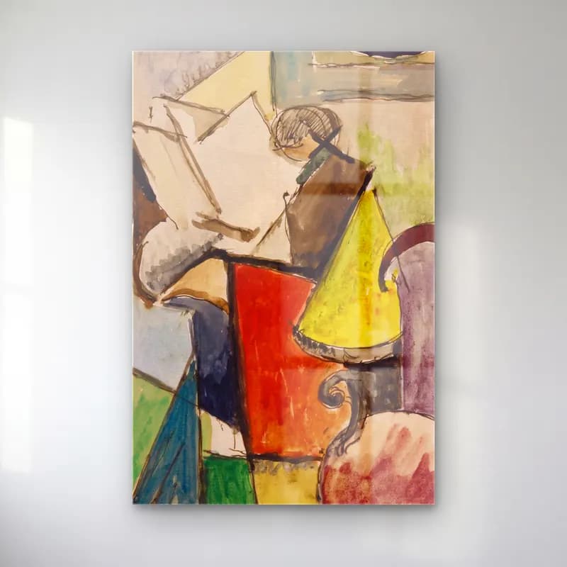 Albert Gleizes – Étude de Portrait de Florent Schmitt cam tablo — Albert Gleizes – Étude de Portrait de Florent Schmitt — suluboya demlik ve fincanlar