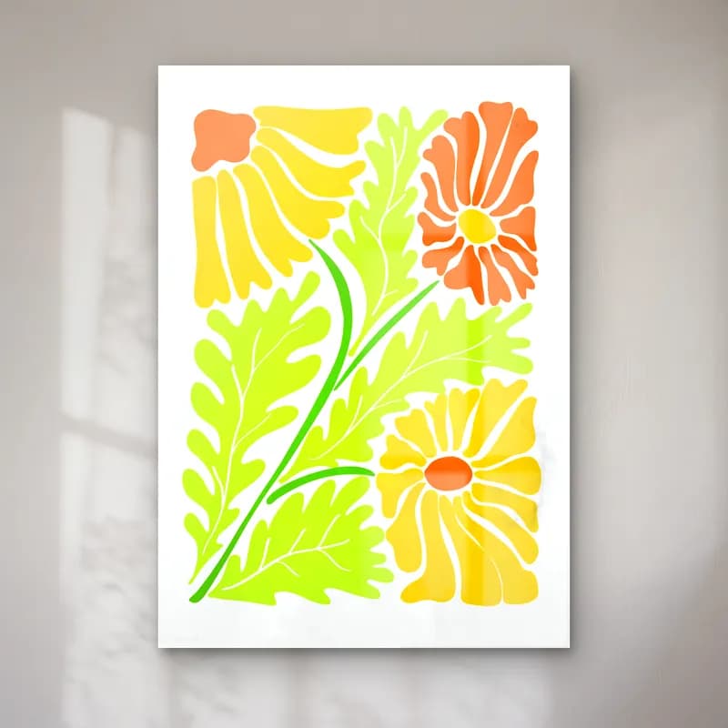 Retro Çiçek Deseni No. 173 cam tablo — Retro Çiçek Deseni No. 173 — retro çiçek deseni