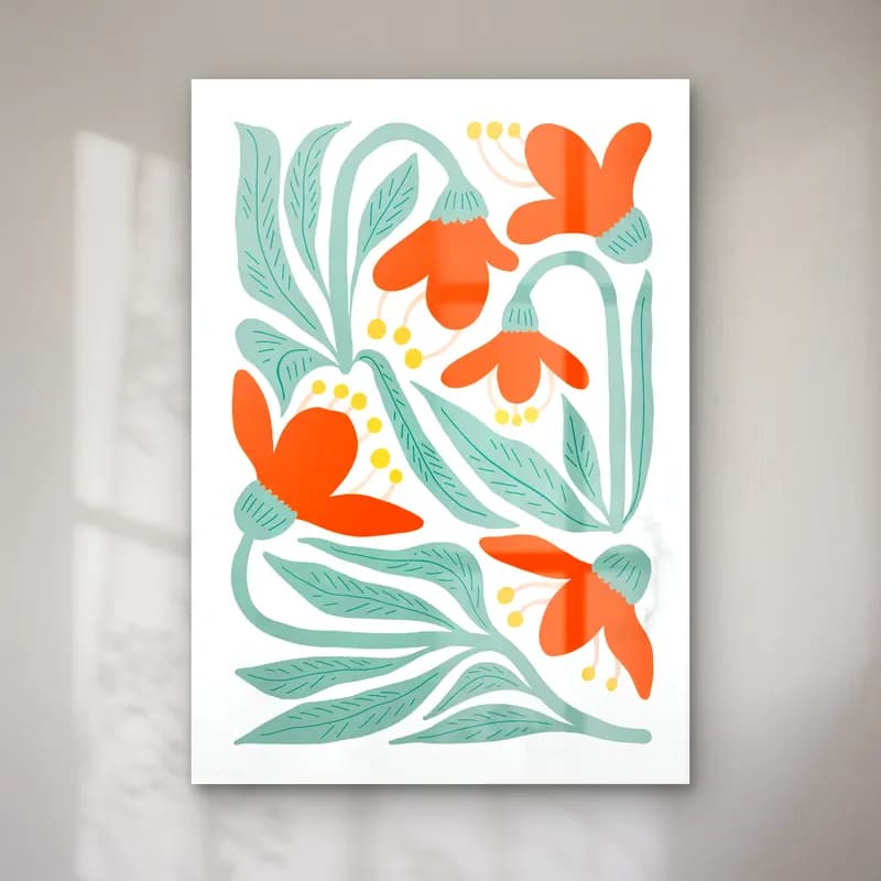 Boho Çiçek Deseni No. 88 cam tablo — Boho Çiçek Deseni No. 88 — boho çiçek deseni