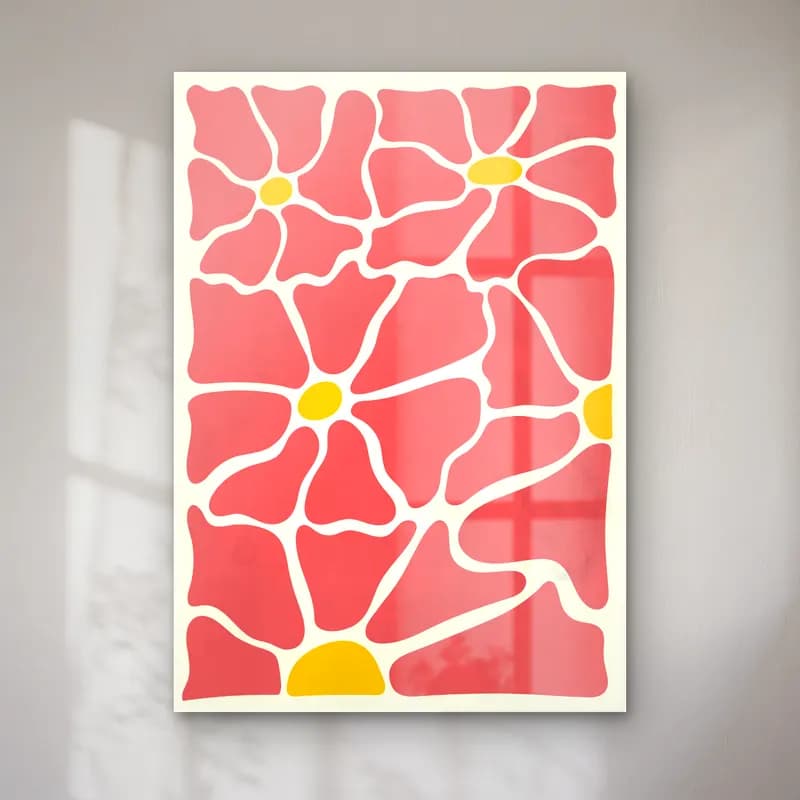 Retro Çiçek Deseni No. 195 cam tablo — Retro Çiçek Deseni No. 195 — retro çiçek deseni